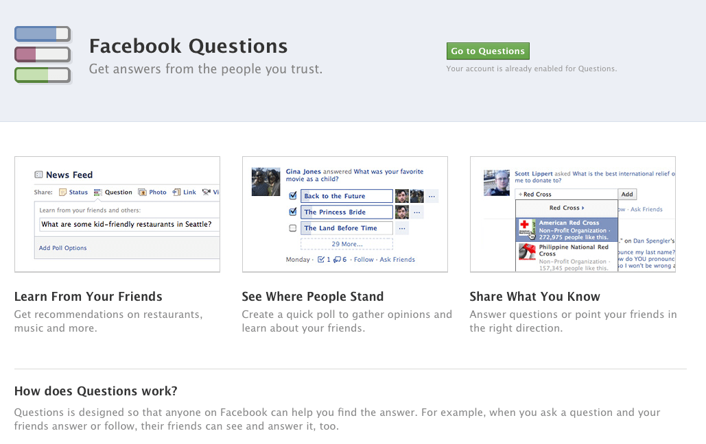 New FaceBook Questions