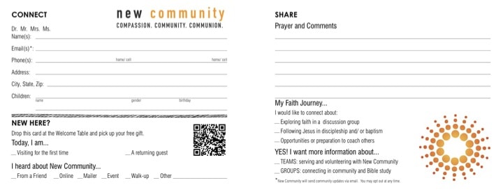 Church Plant Connection Card