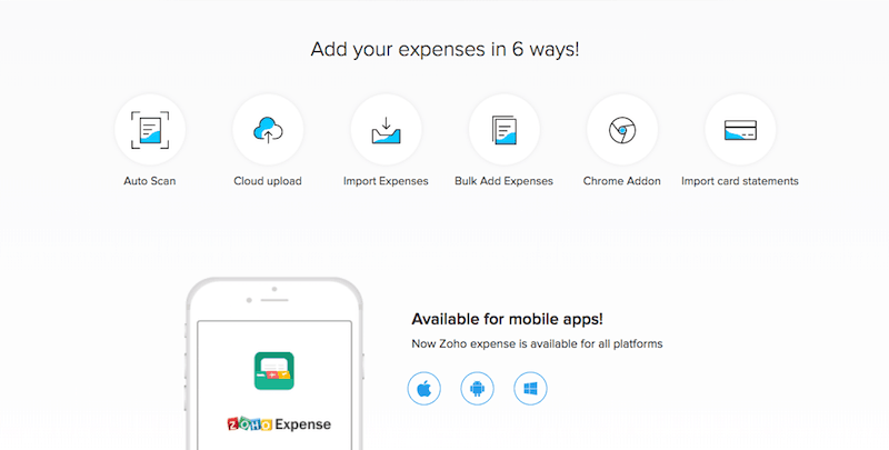 Zoho free mobile expense report app